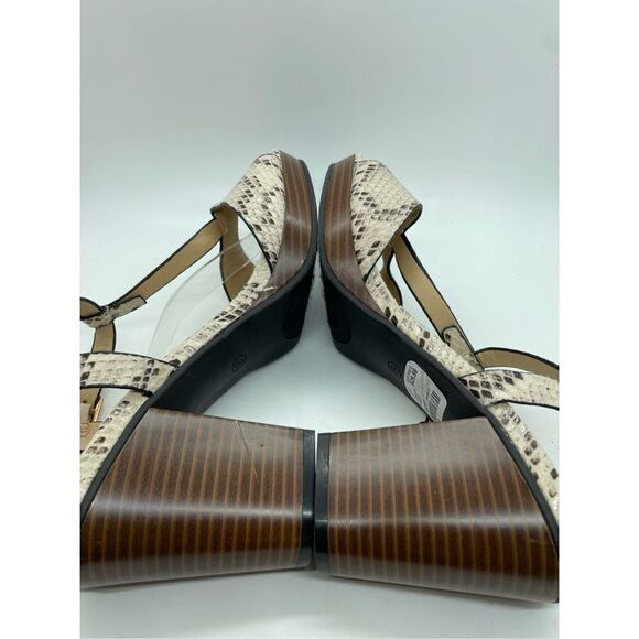Cato Womens Open Toe Sandals Block High Heels Snake Pattern Shoes Size 8 - Picture 6 of 10
